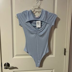 Cut out Runched ribbed body suit